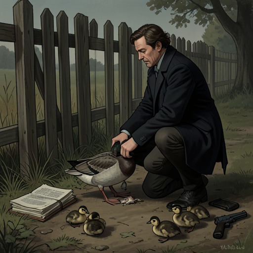 Ted’s Recovery Through the Geese from "Crimson Lake". This thread traces how caring for an injured goose and her goslings gives Ted a fragile routine and a reason to imagine a future beyond his own isolation.