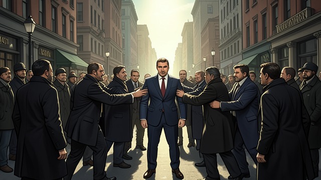 Street Campaign and Mob from "The Plot Against America". Street Campaign and Mob Protest becomes confrontation Winchell campaigns across northeastern cities, warning crowds that fascism threatens American freedom.