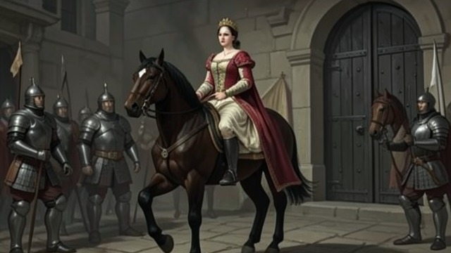 The Queen Musters London from "The Constant Princess". Authority on Horseback Troops inspected Katherine inspects the London militia in armor and orders men north.