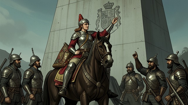 A Queen Leads an Army from "The Constant Princess". Authority Beyond Custom Public command Katherine wears armor, addresses the troops, and rides under the English Royal Standard.