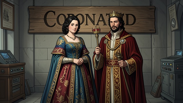 The Coronation Accomplished from "The Constant Princess". The Crown Made Visible Anointed queen Katherine receives the crown, scepter, and holy oil beside Henry.