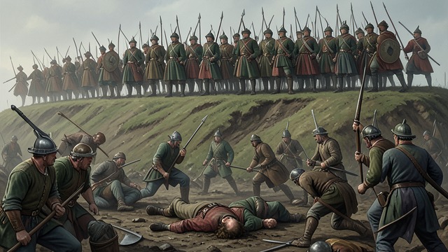 The Battle at Flodden from "The Constant Princess". The Scottish Army Broken Strategic restraint Katherine keeps a reserve force and urges Thomas Howard, Earl of Surrey, not to attack strong ground uphill.