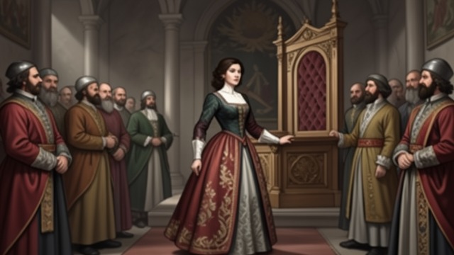 Anne Changes Precedence from "The King's Curse". A Masque Becomes a Challenge Refusal to Withdraw Anne Boleyn remains in the hall after Katherine leaves, refusing the ritual that places her below the queen…