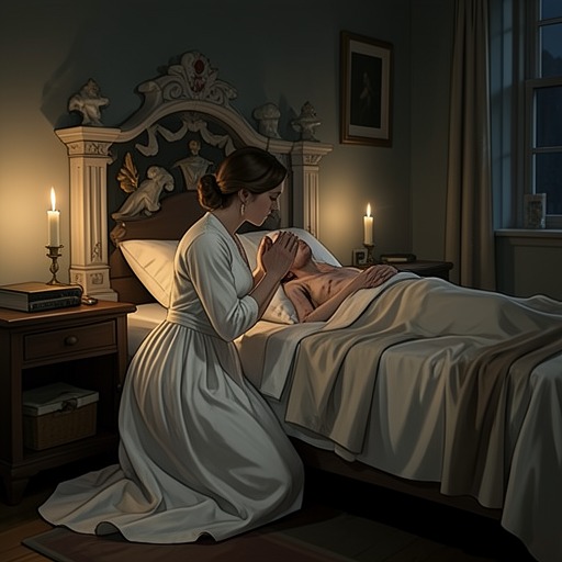 Katherine’s Death and Mary’s Grief from "The King's Curse". Katherine’s final illness and death deepen Mary’s sorrow, while Margaret struggles to remain a guardian and bridge between mother and daughter.