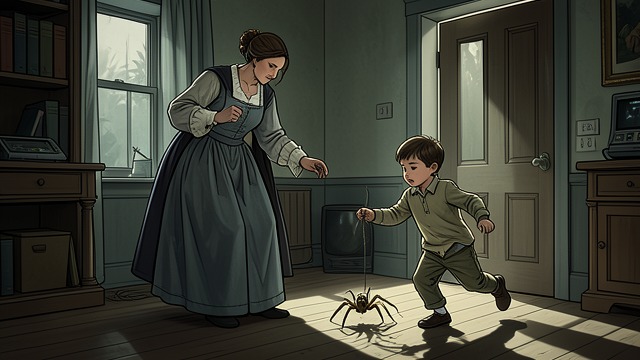 The Spider Encounter from "A Pale View of Hills". A Sudden Separation A fragile conversation Mariko asks what would happen if she ate a spider, then insists that Frank is a bad man.