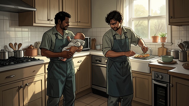 A More Shared Family from "Along for the Ride". A More Shared Family Responsibilities rearranged Robert and Heidi make changes so that each can work while the baby is cared for by family or trusted helpers.