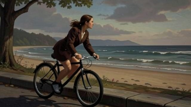 The First Independent Ride from "Along for the Ride". The First Independent Ride Practice becomes action After Maggie helps her learn to ride, Auden faces a curb while heading toward the Beach Bash.