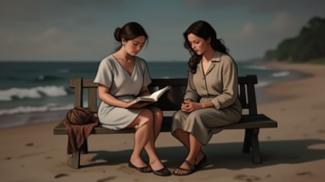 The Beachside Check-In from "Along for the Ride". The Beachside Check-In A quiet approach Maggie finds Auden alone and notices that she is sad. She sits beside her without insisting on a hug or an explanation.