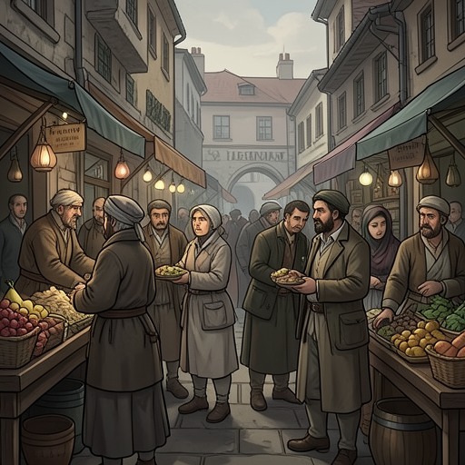 Labor and Exchange in the City from "The Prophet". This flow follows the book’s attention to work and the marketplace, where private effort becomes a question of care, fairness, and shared need.