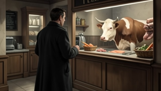 The Refusal of Beef from "The Humans". A Cow Behind the Meal Naming and concealment The narrator recognizes that humans rename a cow as beef, disguising the animal from the person eating it.