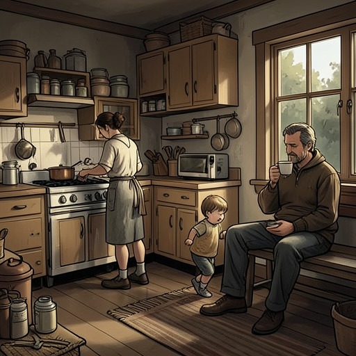 A Family Rebuilt Through Care from "The Humans". This thread follows how the narrator learns family through everyday acts, crises, separation, and the possibility of returning.