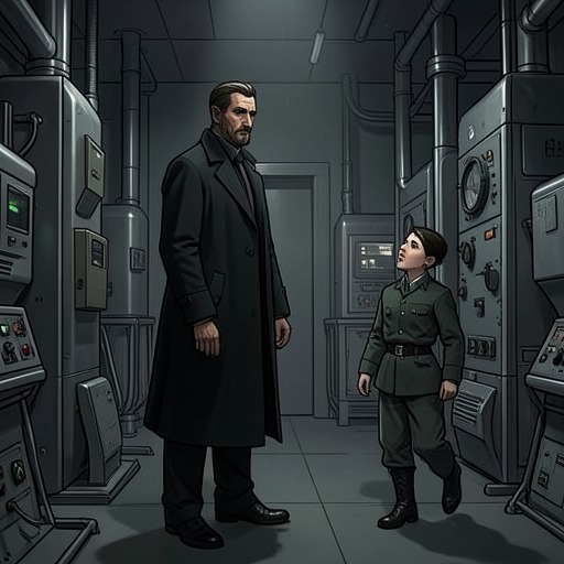 The Operative and the Hosts from "The Humans". This thread tracks the changing power relationship between the operative and the hosts, from obedient service to separation and resistance.