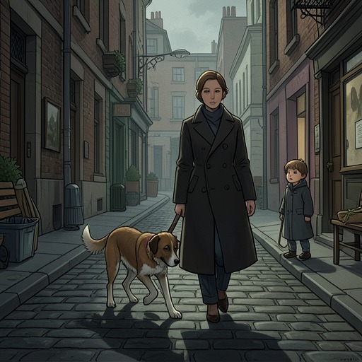 A Dog's Journey from Loss to Home from "También esto pasará". Dogs connect human grief to concrete care, carrying the story from the mother's attachment to animals toward Blanca's eventual adoption of an abandoned dog.