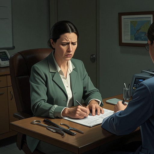 Rosemary’s Changing Medical Care from "Rosemary's Baby". This flow traces how Rosemary’s relationship with doctors shifts from independent care to controlled dependence and finally a failed appeal for rescue.
