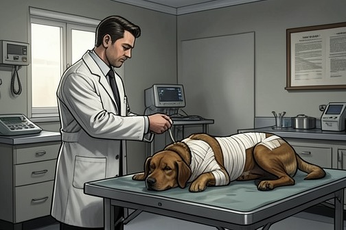 Rex's emergency surgery in Quincy from "East of the Mountains". Rex’s emergency surgery at the Quincy Veterinary Clinic is both a painstaking repair of a badly wounded dog and a sharp reversal in Ben Givens’s immediate…
