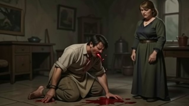 Blood on the Blanket from "East of the Mountains". Blood on the Blanket A sudden worsening Angel suffers a severe coughing fit and brings up blood-tinged sputum. The symptom confirms that waiting is dangerous.