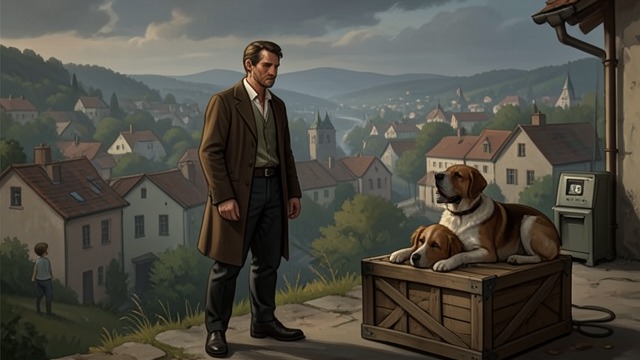 The Edge of Town from "East of the Mountains". The Edge of Town Arrival after miles Ben and Rex reach George after crossing the plateau on foot. Ben asks a local boy where he can find a veterinarian.