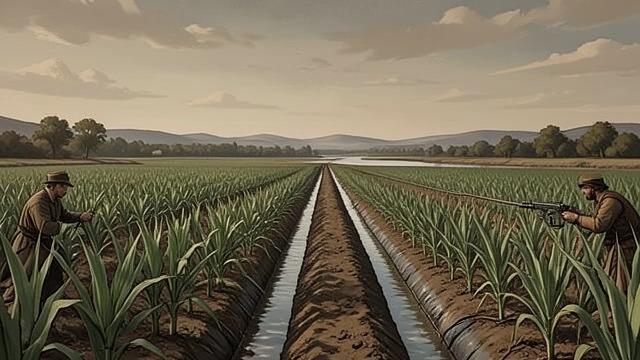 Water Reassigned from "East of the Mountains". Water Reassigned The irrigated basin Ben travels through fields and orchards where water has been diverted across formerly arid land.