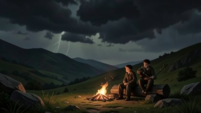The Last Camp from "East of the Mountains". The Last Camp A final outing Ben and Aidan ride into the hills, hunt grouse, and camp beneath a stormy sky.