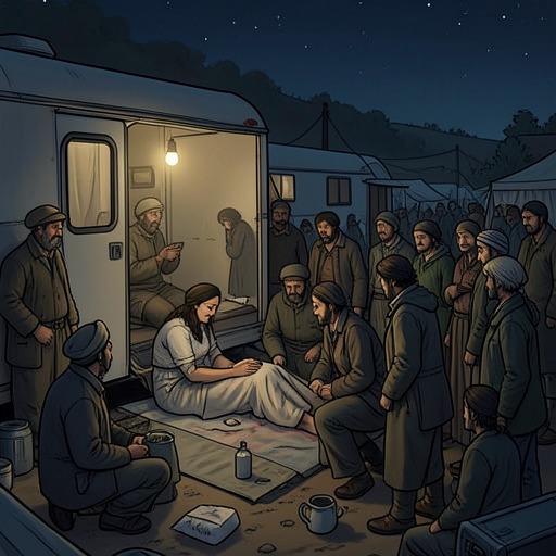 Doris's Difficult Birth from "East of the Mountains". A crisis in the migrant camp draws Ben back into medicine and culminates in the birth of a living child.
