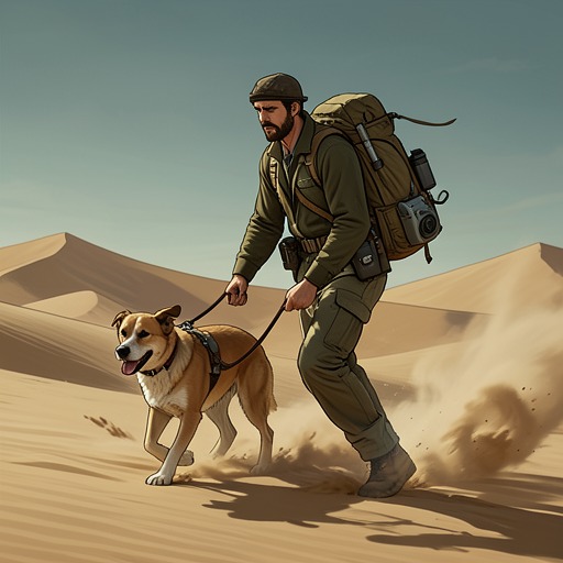 The Long Walk to Care from "East of the Mountains". Ben and Rex's trek from the desert toward medical help tests Ben's body and binds his survival to his dog's.