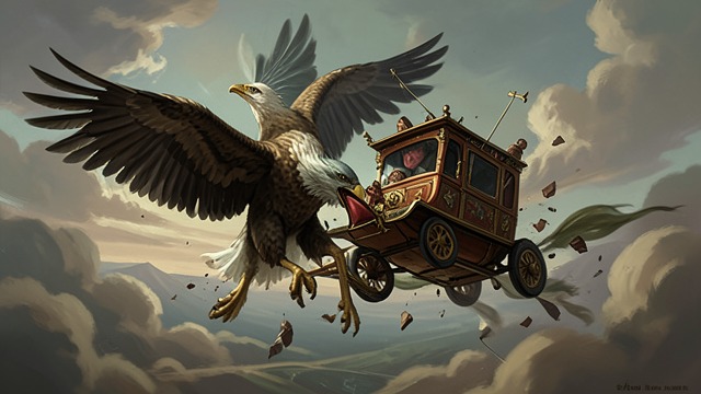 The Battle in the Sky from "Ramayana". The Battle in the Sky An unequal fight Jaṭáyu attacks Rávaṇ’s flying chariot and tries to free Sítá.