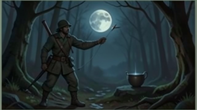 The Sound in the Dark from "Ramayana". The Sound in the Dark A hunter’s confidence Daśaratha goes out at night, proud of his skill at shooting by sound.