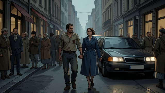 A Costly Street Escape from "Firestarter". Survival depends on one more push A fugitive under pressure Andrew walks through crowded Manhattan with Charlie while Shop agents trail them in a green car.