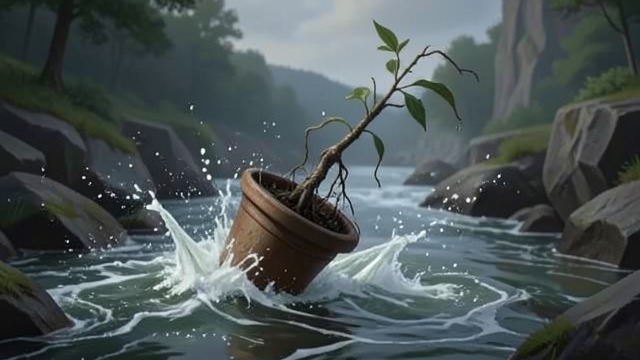 The Plant Released from "The Sky Is Everywhere". The Plant Released A final symbolic act Lennie takes the failing houseplant to the cliff above the falls and throws it into the water.