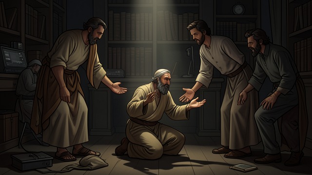 Job Prays for Them from "Book of Job". Job Prays for Them Reversal God requires the friends to seek Job's intercession, and Job prays for them.