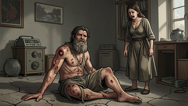 Job Struck with Illness from "Book of Job". Job Struck with Illness Further Ruin Job's painful sores follow the loss of the children and property.