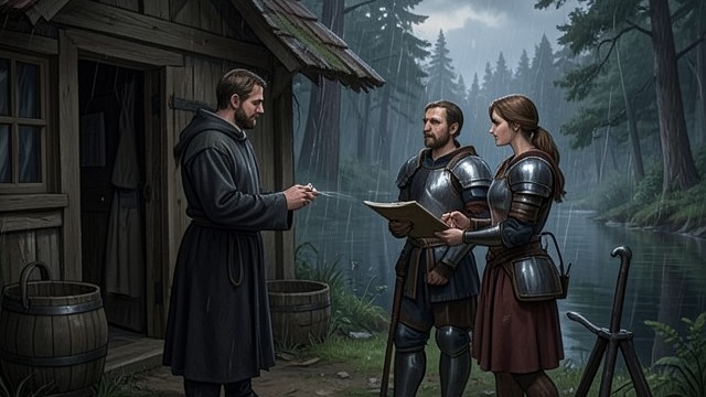 A Wedding in the Cottage from "Undine". A Sudden Vow The Priest’s Arrival An aged priest is washed ashore by the storm and welcomed into the cottage.
