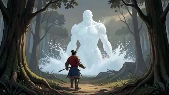 The White Presence from "Undine". A Shape in the Trees Pursuit and Direction Sir Huldbrand encounters a towering white figure that seems to follow him through the Haunted Forest.