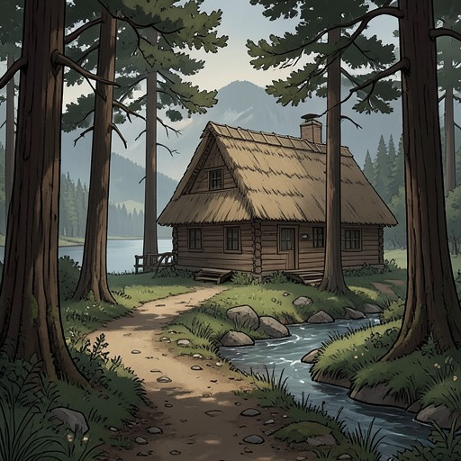 The Stranger at the Lakeside Cottage from "Undine". This flow traces how a forest journey brings Sir Huldbrand of Ringstetten into an intimate household and sets his attachment to Undine in motion.