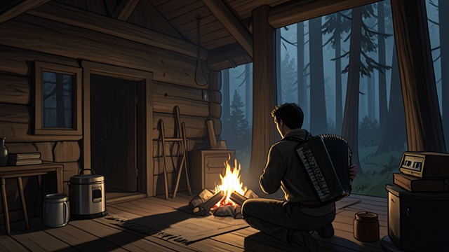 Music in the Cabin from "Dingo". A Hidden Musician The Accordion Heard The narrator hears unexpectedly profound music coming from Flamant’s cabin and finds him playing alone.