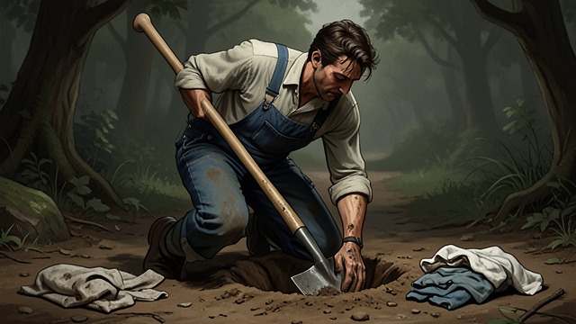 The Grave Digging from "Dingo". A Shared Burial Help Without Payment The narrator asks Flamant to help bury Dingo, and Flamant quietly takes up the tools.