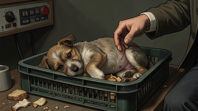 新生的丁戈,《丁戈》中的场景。箱子里的幼犬 第一印象 里面躺着一只无助而肮脏的幼犬,年纪小得还站不起来,周围堆着不适合它吃的零碎食物。 惊人的性情 有人碰它时,它便以惊人的力气抗拒;叙述者将此理解为它本能地拒绝人类的愚蠢。