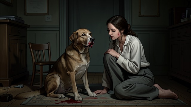 The Vigil and Yellowing from "Dingo". Devotion Becomes Stillness A Long Watch Dingo stays beside the injured woman for weeks, resisting food and exercise.
