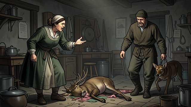 A Voice Against the Hunt from "Dingo". One Spectator Refuses A Cry of Hatred A peasant woman denounces the riders and crowd as the deer is killed.