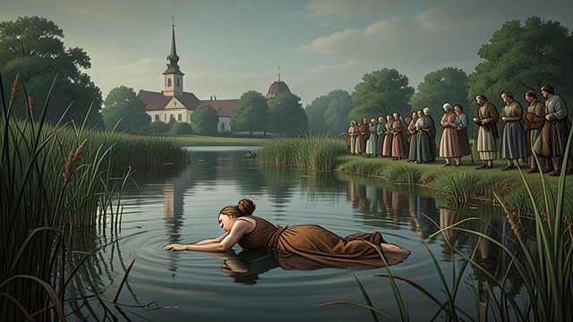 The Pond at Dawn from "Dingo". A Death Left Unresolved The Body Found The priest discovers Mme Joliton drowned in the pond near the church.