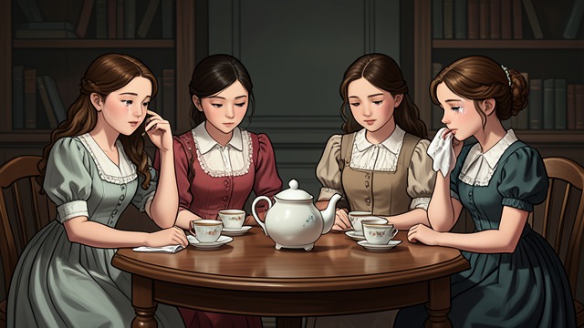 Lavendar's Pretended Tea Party from "Anne of Avonlea". Lavendar's Pretended Tea Party A Private Consolation Lavendar Lewis sets a table for imaginary guests because she is lonely and loves company.