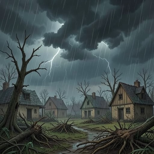 The Storm and Avonlea's Losses from "Anne of Avonlea". A predicted storm becomes a real catastrophe that destroys crops and trees, while exposing the limits of improvement and the resilience of the community.