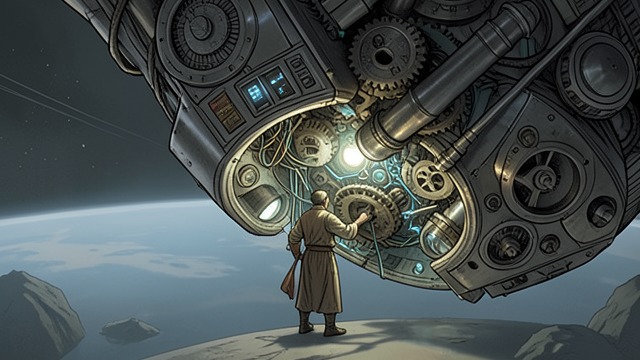 A Telescope in Orbit from "The Old Axolotl". A Telescope in Orbit The encounter Bartek reaches a vast orbital radio telescope and meets Gilgamesh90 among its machines.