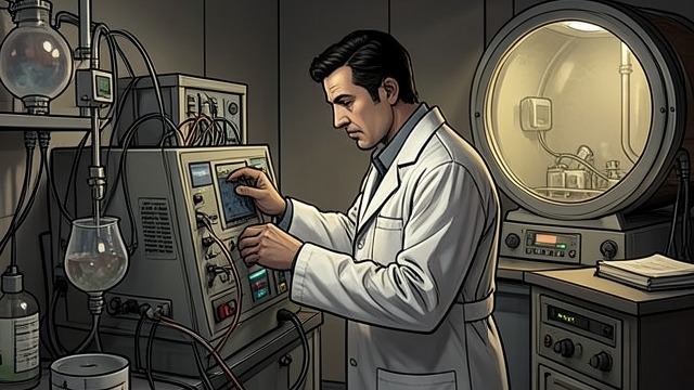 农场技师,《老蝾螈》中的场景。农场技师 支持生命创造 巴特克修理设备,维护系统,并协助维持生物研究设备的运转。尽管他不是遗传学家,却始终不可或缺。 与创造并肩工作 这项计划的宏大抱负,既依赖理论,也同样离不开日常维护。巴特克的知识将机械社会与脆弱回归的有机生命连接起来。