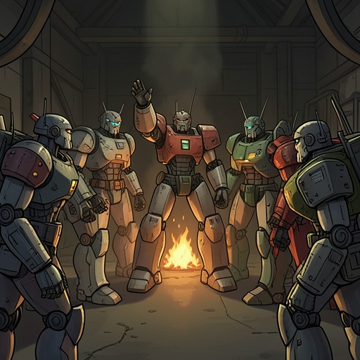 The Second Transformer War from "The Old Axolotl". Environmental urgency, political mistrust, and competing accounts of existence turn a dispute over the future into a religiously charged conflict.