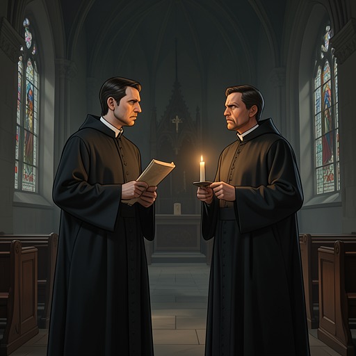 The Clerical Rivalry from "Leila". This flow tracks how Don Tita and Don Emanuele pursue religious influence while concealing different motives and temperaments.