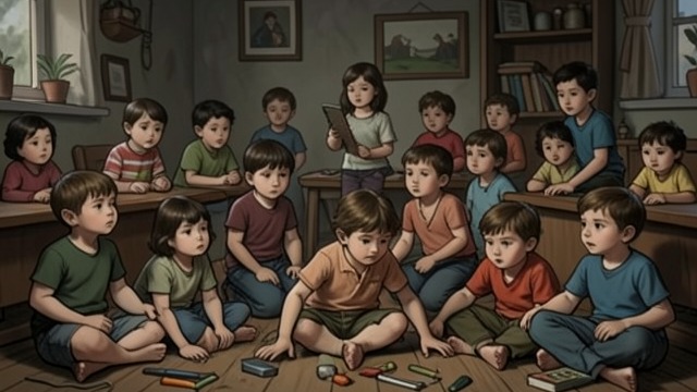 Adults Judge the Children from "Piercing". Adults Judge the Children Behavior Seen from Outside As an adult, Kawashima pictures the Home’s children in its crowded playroom.