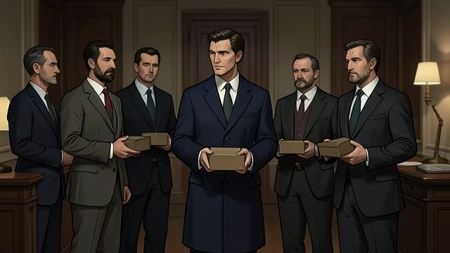 Officials Pay One by One from "The Government Inspector". The Queue of Loans Fear becomes payment The judge, postmaster, school inspector, and charity superintendent each encounter Khlestakov alone.