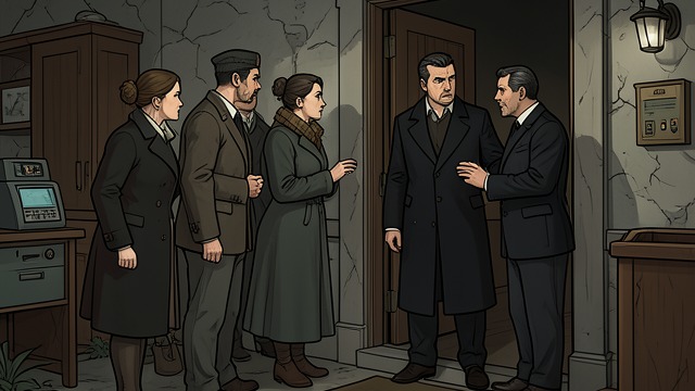 Witnesses at the Door from "The Government Inspector". Watching Without Understanding The encounter observed The landowners hover around the inn-room doorway as the Mayor meets Khlestakov.