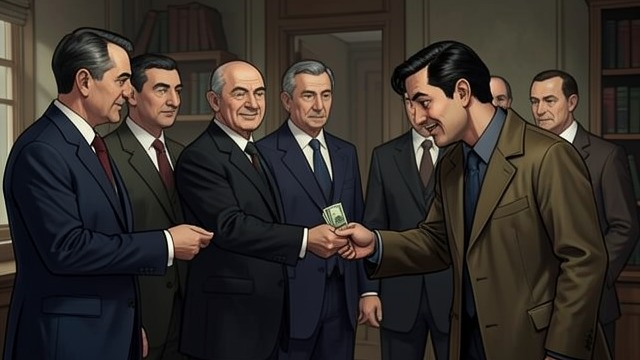 The Bribe Repeated from "The Government Inspector". Corruption Without a Plan Payments happen separately The officials visit Khlestakov one at a time and hand over money as loans.